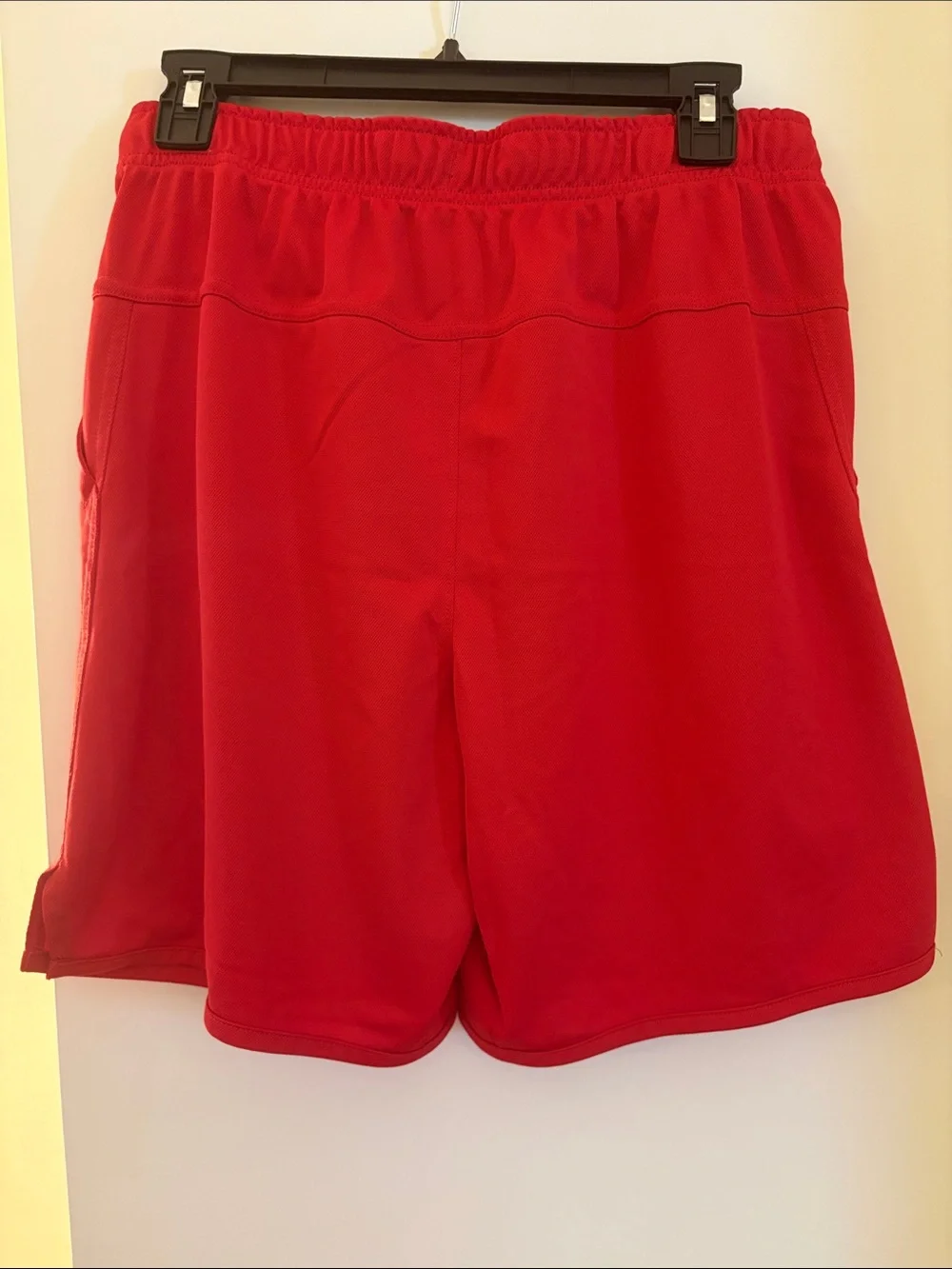 Nike Men's Red Athletic Shorts with Black Drawstring